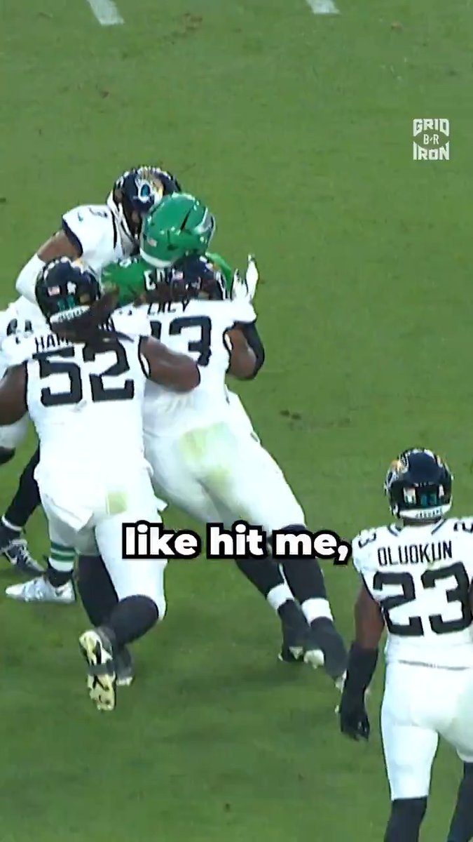 Eagles RB Saquon Barkley on the hardest hit of his career? Right after the iconic backwards hurdle play 🤯
