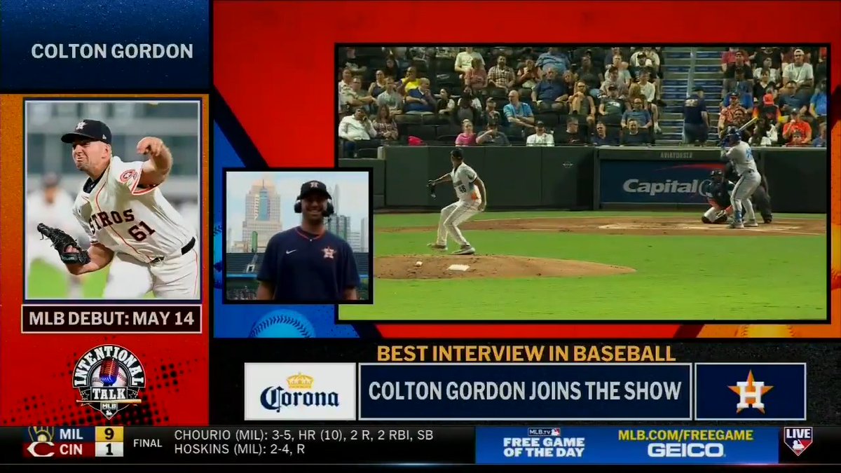 Lance McCullers Jr. asked and we delivered! Houston Astros rookie Colton Gordon joins Intentional Talk to discuss the veteran's return and adjusting from Triple-A to the Majors. MLB Network + Corona USA
