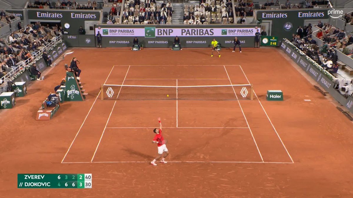 MO-NU-MEN-TAL : LE POINT DE 41 COUPS ENTRE DJOKOVIC ET ZVEREV 🤯 38 ANS!!! 😱 #RolandGarros