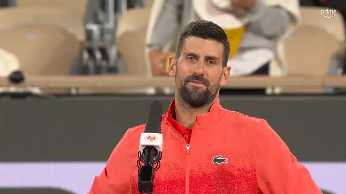 🎙️ 🤣 Novak Djokovic : "À 38 ans ce n'est pas facile de courir comme ça." Nole est à son Prime ! 😍 #RolandGarros