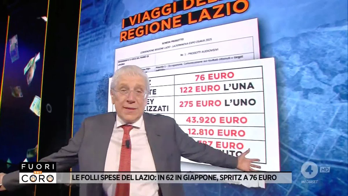 Quasi 2 milioni di euro (soldi pubblici) spesi per il viaggio di 62 delegati della Regione Lazio in Giappone, in occasione dell'Expo di Osaka. Alcune delle spese pazze? Spritz a 76 euro, cravatte a 275 euro e video istituzionale a 8.387 euro al minuto! #Fuoridalcoro