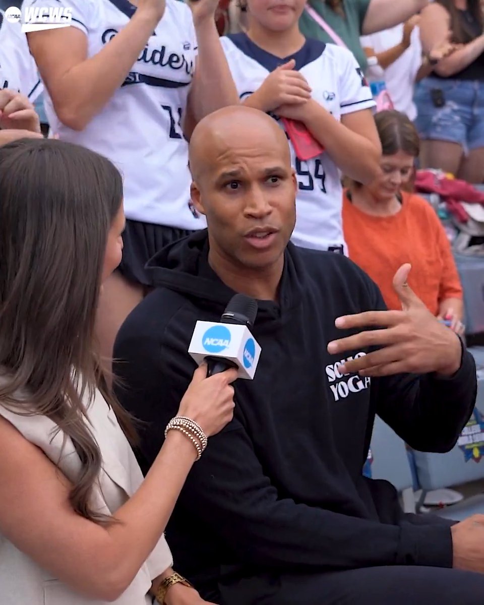 "I'd like to show my boys how important it is to support sports and support women and this is just a great opportunity." Former NBA champion and Olympic medalist Richard Jefferson is with Michella Chester at the #WCWS.