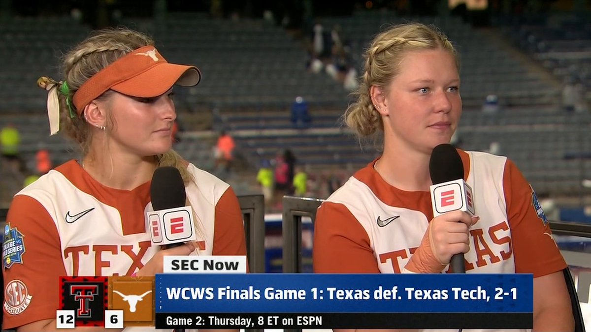 .Texas Softball's Ashton Maloney &amp; Joley Mitchell are locked in for Game 2 of the WCWS Finals 🔒🤘