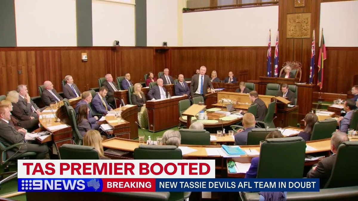 #BREAKING: A vote of no-confidence in Jeremy Rockliff has just been successful, booting the Tasmanian Premier from his job and leaving the future of a Tasmanian AFL team hanging in the balance. Brent Costelloe #9News