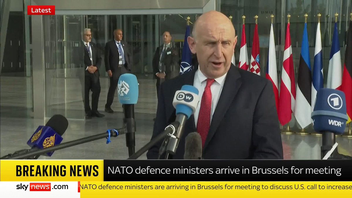 NATO defence ministers are in Brussels to discuss US call to increase defence spending to 5% of the GDP 📺 Sky 501, Virgin 602, Freeview 233 and YouTube