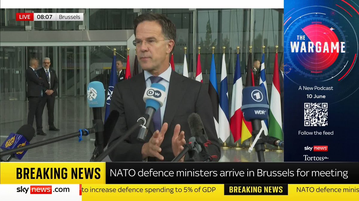 “When you are really prepared for war, you will not be attacked” NATO chief Mark Rutte speaks ahead of a defence spending summit