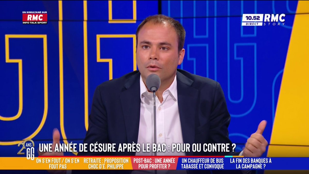 🧑🎓 Une année de césure après le bac 🗣️ Charles Consigny : "On va créer très bientôt des bourses : on va faire payer, par l'État, l'Auberge espagnole ! Glandouiller 1 an à Barcelone, ça va être payé par l'État... Il y a une autre possibilité : aller travailler !" #GGRMC