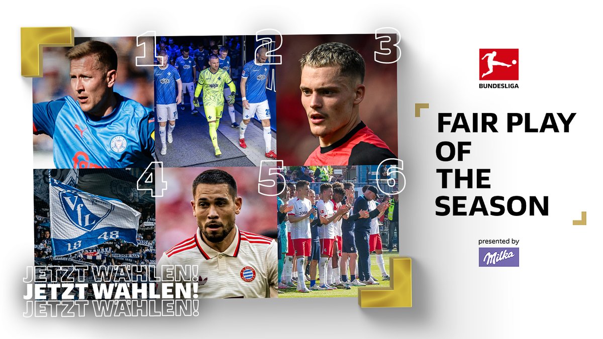#Bundesliga 🤝 Fair Play Auch in diesem Jahr küren wir die schönste Fair-Play-Szene der Saison! 🏆 Wer hat den Award verdient? Jetzt abstimmen 🗳️ #BundesligaFPOTS