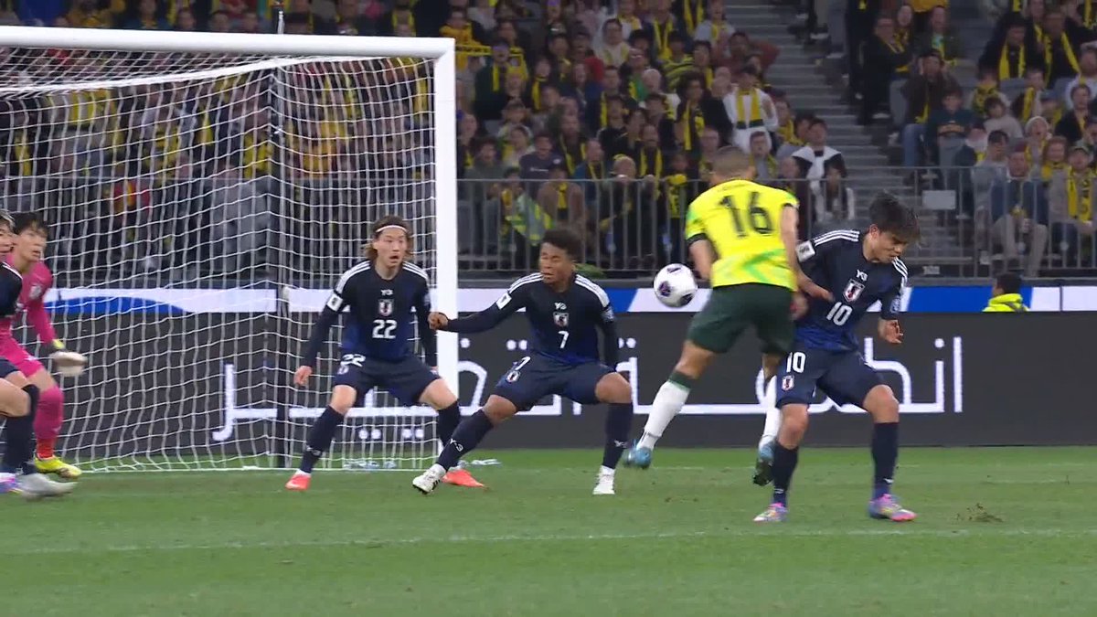 BEHICH WITH THE STOPPAGE TIME STUNNER! 🎯 Absolute scenes in Perth, as Aziz Behich strikes at the death to put the CommBank Socceroos in front and put Australia on the verge of a World Cup berth 🇦🇺 #AUSvJPN 🇯🇵