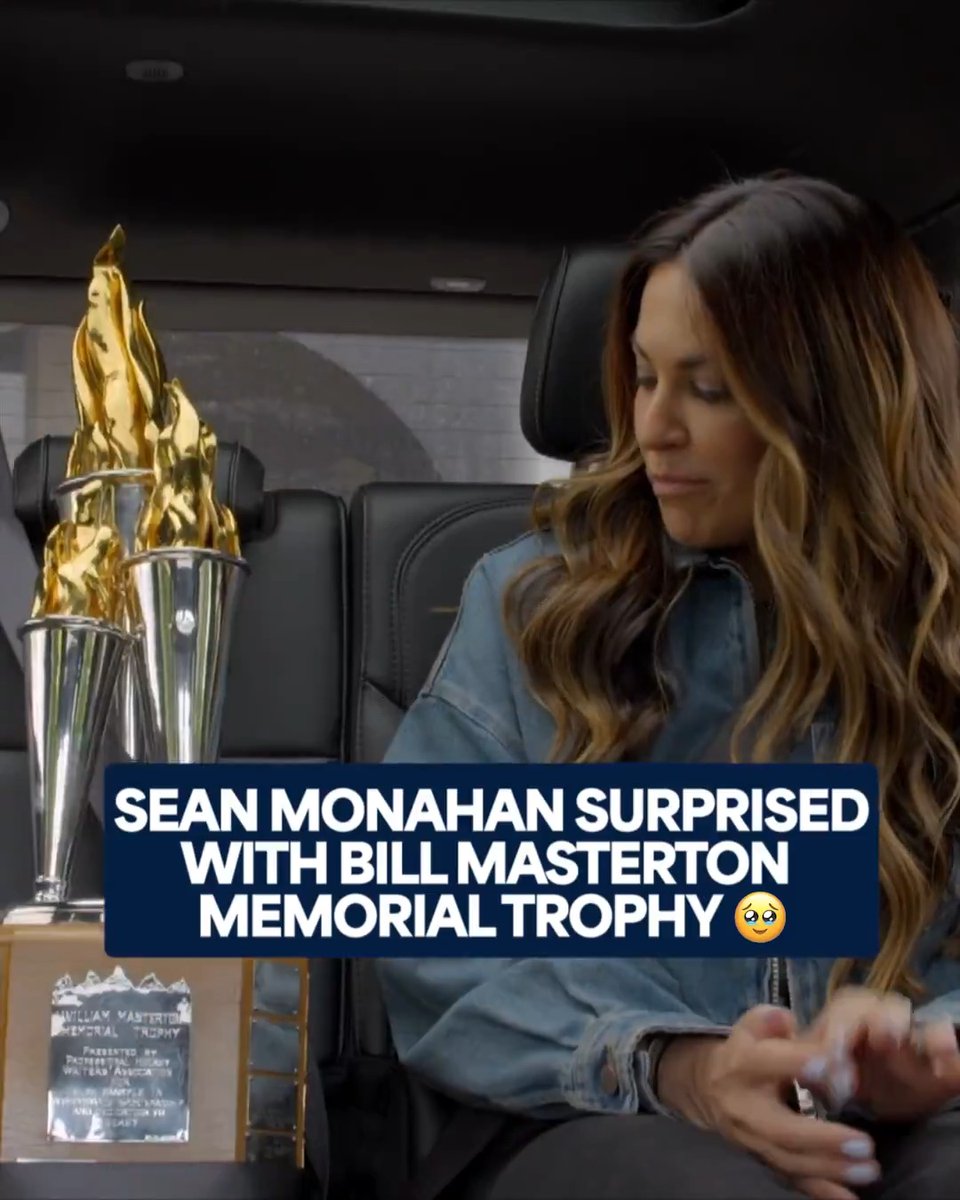 Meredith Gaudreau surprised Sean Monahan with the Bill Masterton Memorial Trophy ❤️ (🎥: @NHL/X)