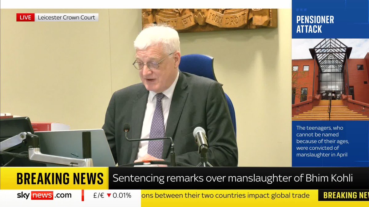 BREAKING: A teenage boy has been sentenced to seven years in custody over the manslaughter of Bhim Kohli, 80, in Leicestershire. The 15-year-old was found guilty at a trial earlier this year, along with a 13-year-old girl. Latest: 📺 Sky 501 and YouTube