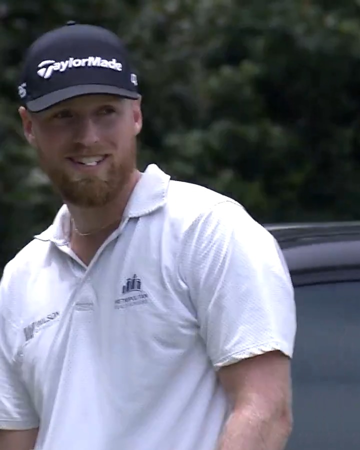 So close to an ace! Pontus Nyholm (Pontus Nyholm) just skirts the hole on the 221-yard 17th BMW Charity Pro-Am presented by TD SYNNEX. 📺 Golf Channel