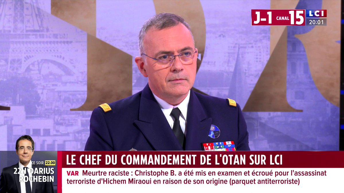 🗣️ "On découvre que la Russie reste une puissance militaire de premier plan, qui est prête à perdre 1000 hommes par jour" analyse l'Amiral Pierre Vandier, Chef du commandement suprême allié (OTAN) ▶️ Darius Rochebin