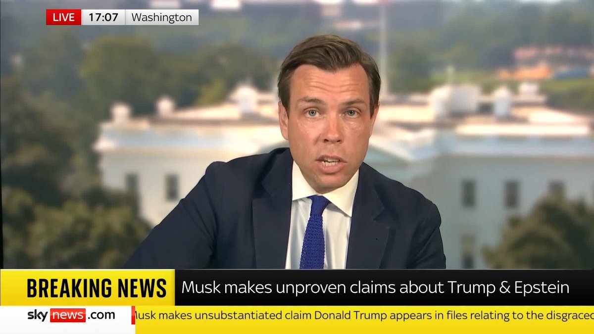 Elon Musk has claimed that Donald Trump appears in files relating to the disgraced paedophile financier Jeffrey Epstein. Mark Stone gives his analysis of the "utterly extraordinary" spat between Musk and Trump ⬇️ Read more: 📺 Sky 501 and YouTube