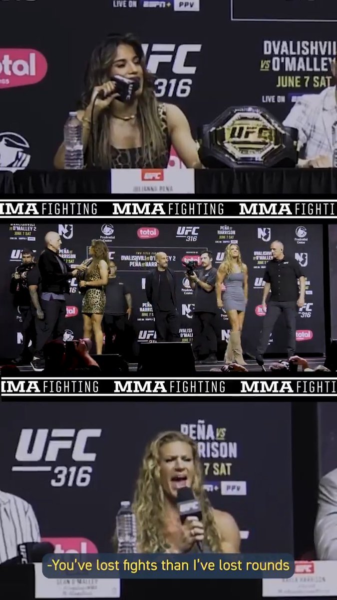 Kayla Harrison kept it brutally honest at the #UFC316 press conference: "You've lost more fights than I've lost rounds."