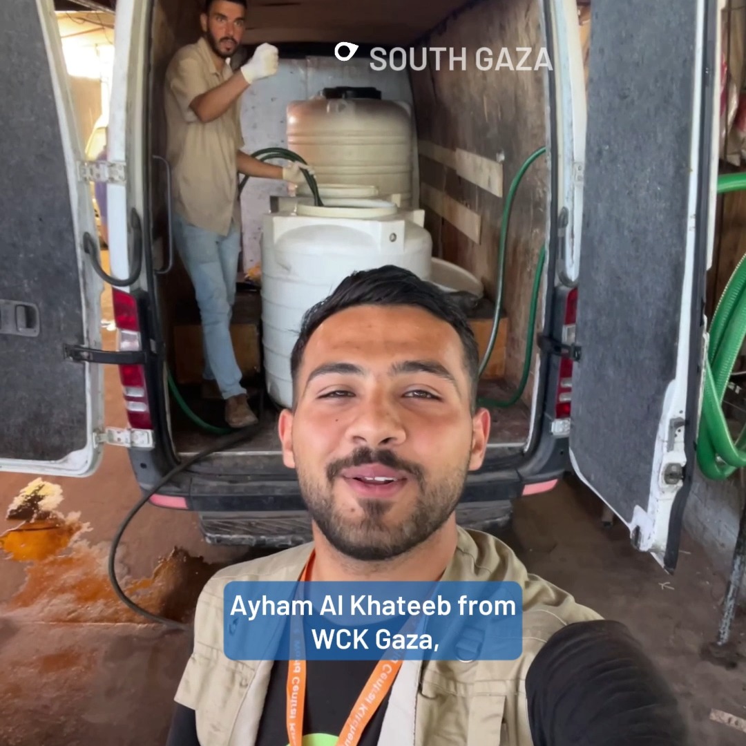WCK’s newest Gaza water desalination station is up and running at our Field Kitchen in Mawasi. From this location, we are able to distribute up to 45,000 liters of clean water daily to families who have been displaced. We are supporting families with lifesaving drinking water as we work to get food safely to our kitchens to resume cooking. #ChefsForGaza