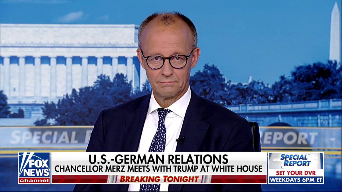 “Free trade, open markets are the best thing for mutual wealth of our countries.” German Chancellor Friedrich Merz talks the importance of coming to a trade deal with President @realdonaldtrump during an exclusive interview with Aishah Hasnie on ‘Special Report’.