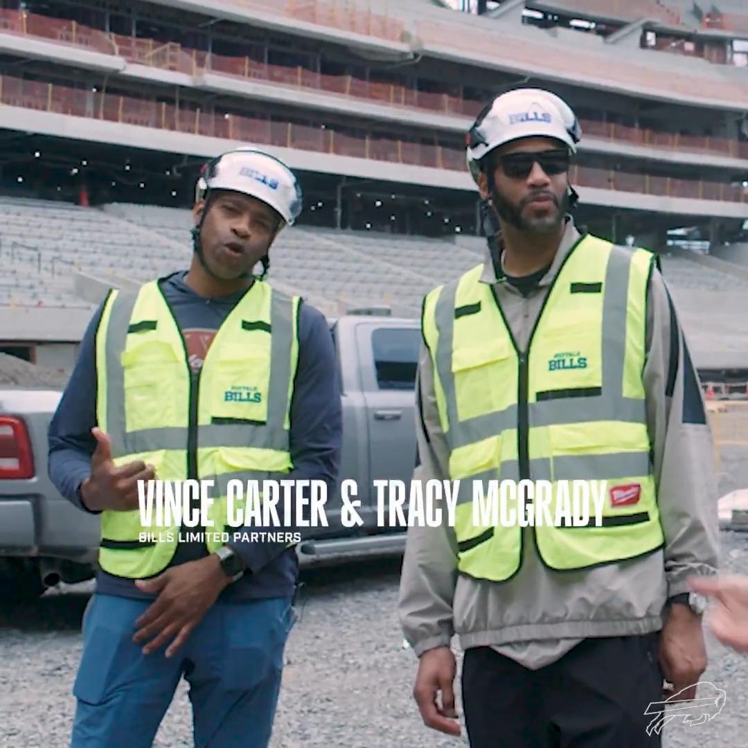 These two are too much. 😂 Take an exclusive tour of new Highmark Stadium with Vince Carter and T Mac: