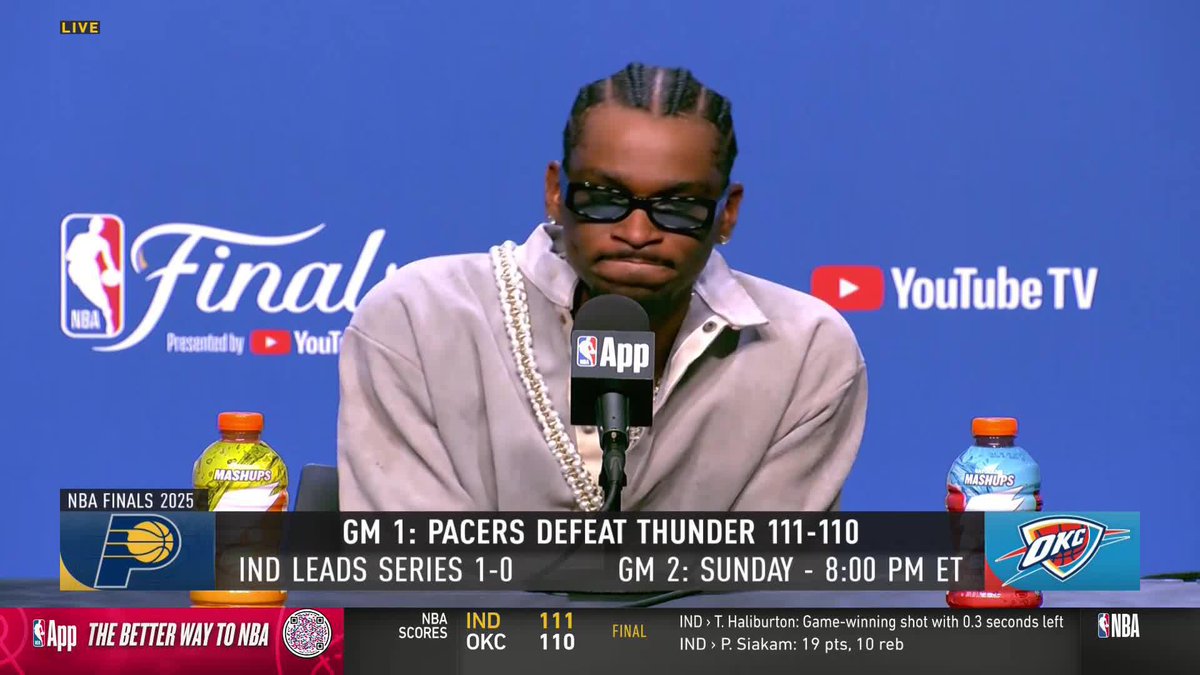 "We just got to focus on being better. This series isn't first to 1, it's first to 4... It's not rocket science. We lost Game 1. We have to be better." Shai Gilgeous-Alexander on the Pacers stealing Game 1 from the Thunder in OKC 🗣️ (via NBA TV)