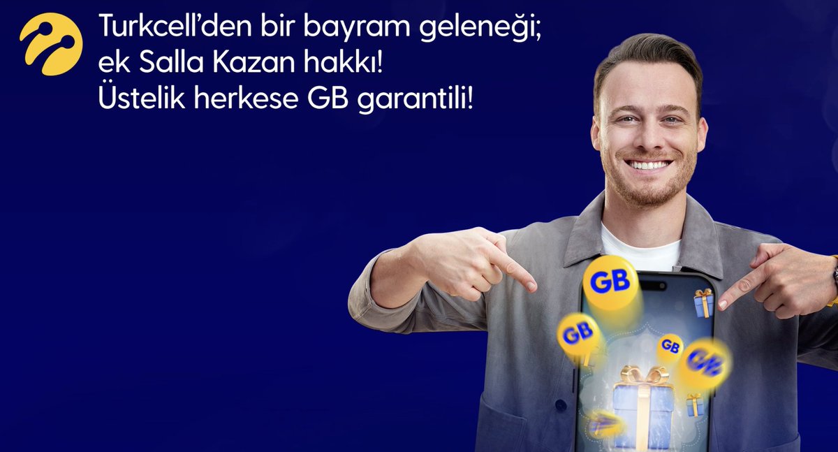 Bayram demek; sevdiklerimizle bir arada olmak, gelenekleri yaşatmak demek… Turkcell’liler için ise bayram, aynı zamanda ek Salla Kazan hakkı demek. 🤩 Üstelik GB garantili! Bayram hediyen Turkcell uygulamasında seni bekliyor, uğramayı unutma! İyi bayramlar Türkiye! 💛