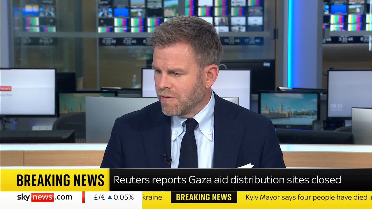 BREAKING: All aid distribution sites across Gaza are closed today, Reuters reports. 🔗 📺 Sky 501, Virgin 602, Freeview 233 and YouTube