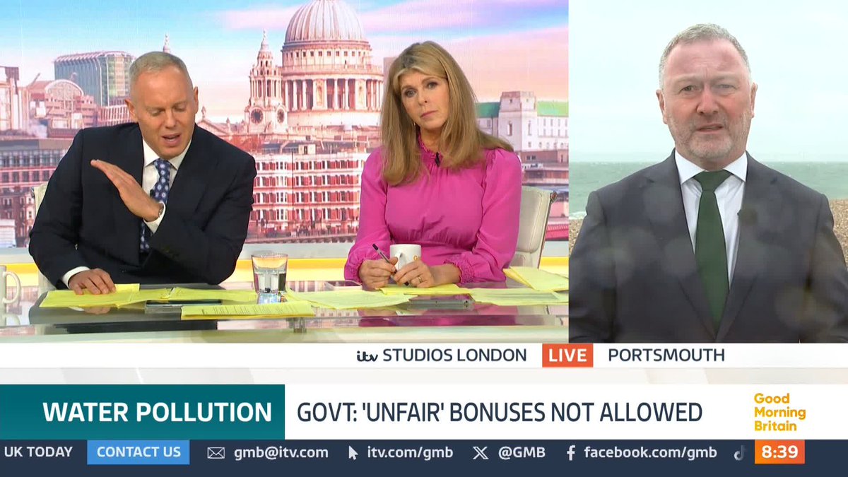 "Why could you not cap the amount that the heads of water companies as their base salaries?" @robbierinder and Kate Garraway question Environment Secretary Steve Reed on the salaries of the bosses of water companies and the regulation of sewage.