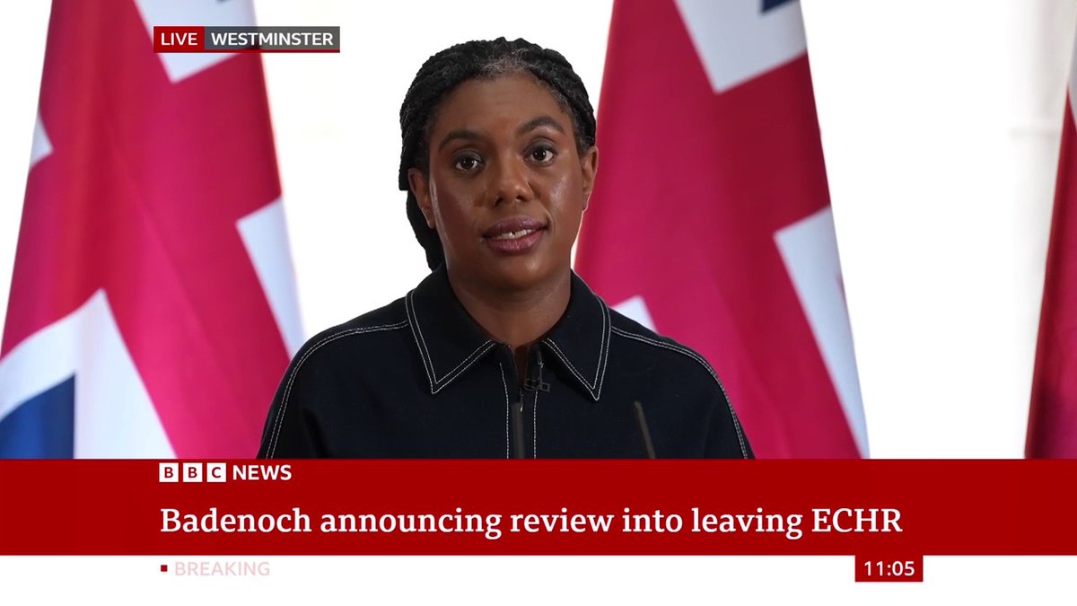 "Right now we are turning into a country that protects criminals and ignores their victims," Kemi Badenoch says The European Convention on Human Rights "is now being used in ways never intended by its original authors", the Conservative leader adds