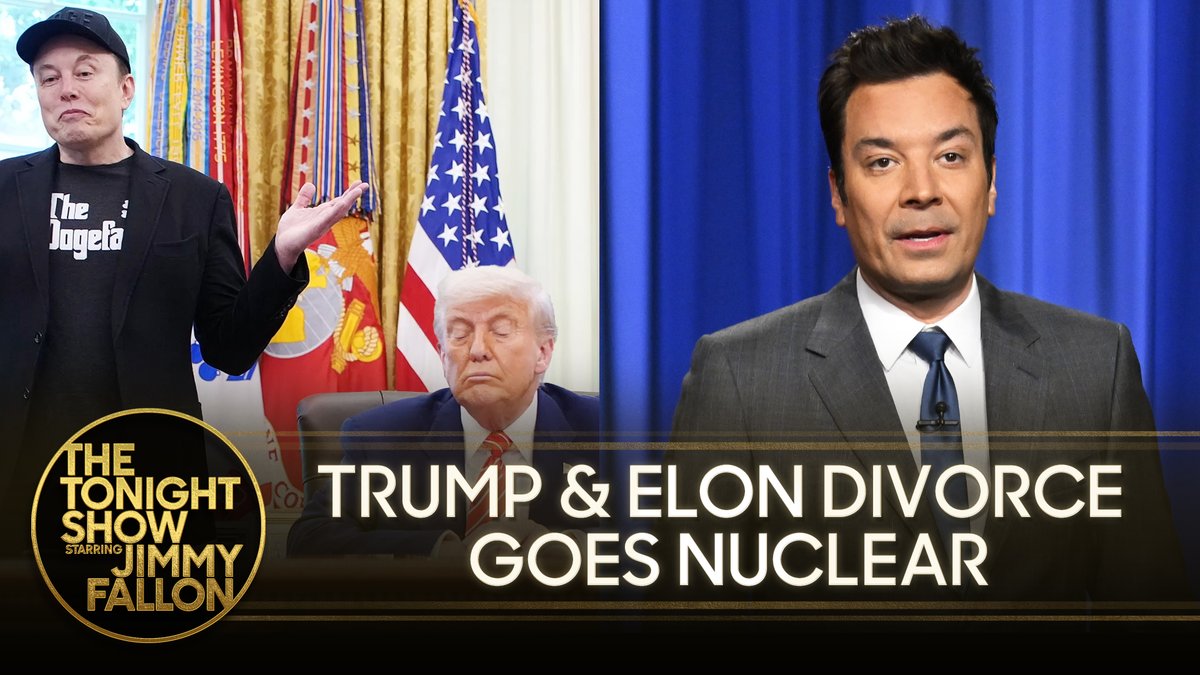 Over the last 24 hours, Elon Musk has trashed Trump’s “big, beautiful bill”, called for his impeachment, and said he’s in the Epstein files. Even Kendrick Lamar was like, “Whoa, take it easy, this is getting out of hand.” #FallonTonight