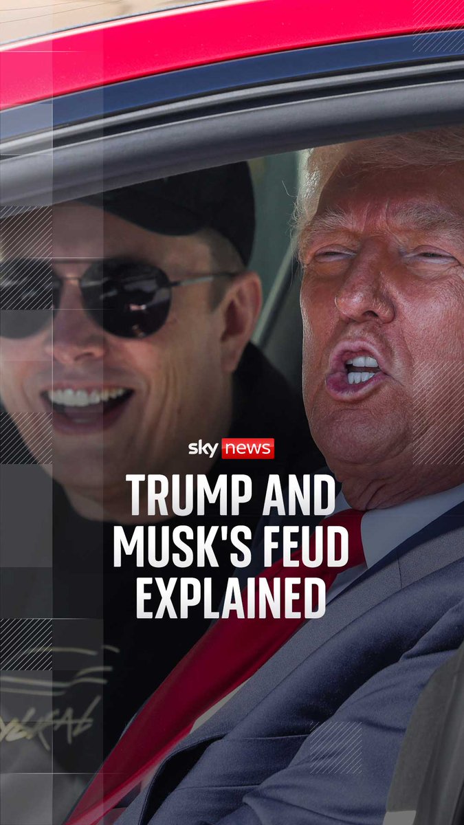 Sky's US correspondent Mark Stone breaks down the 'escalating' feud between Donald Trump and Elon Musk. ⬇️ The spat has already hit Tesla shares, which lost about $150bn (£111bn) in value, closing down 14.3% for the day 🔗