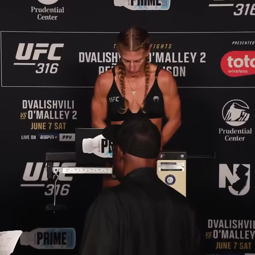 Her first UFC title shot awaits 💥 Kayla Harrison Official makes weight at 135 pounds! #UFC316