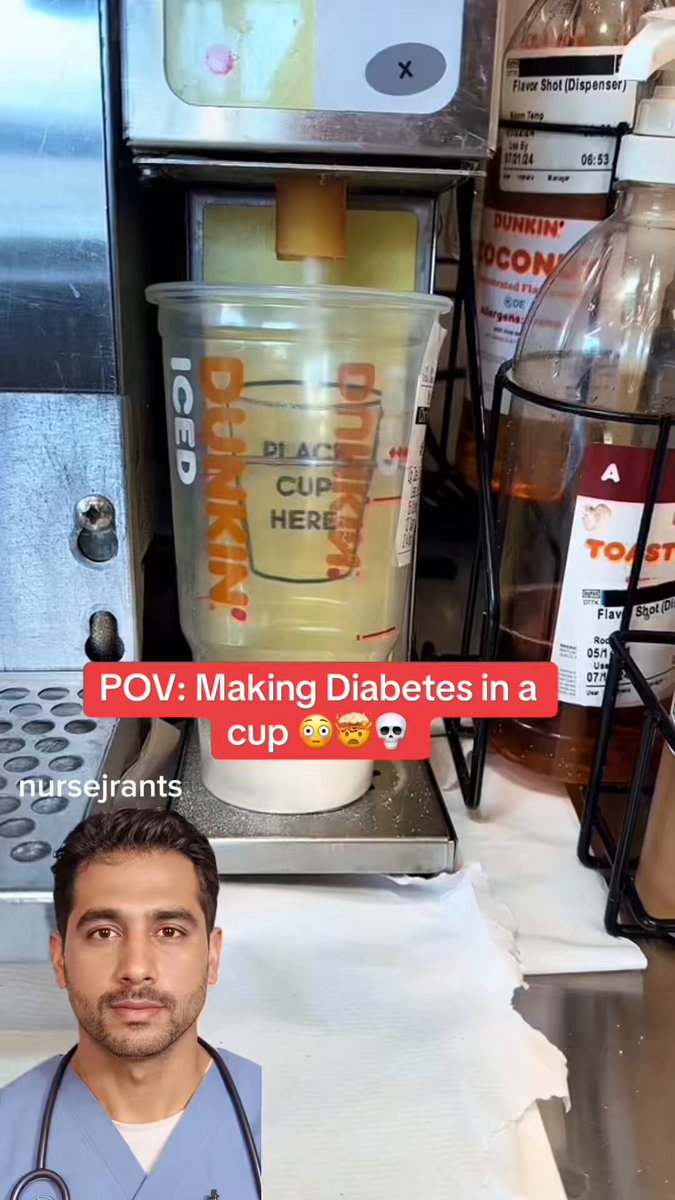 How is this legal to sell?? A Dunkin' Donuts employee records the process of making a large iced carmel coffee drink There are people who drink these coffees every single day. We have to Make America Healthy Again