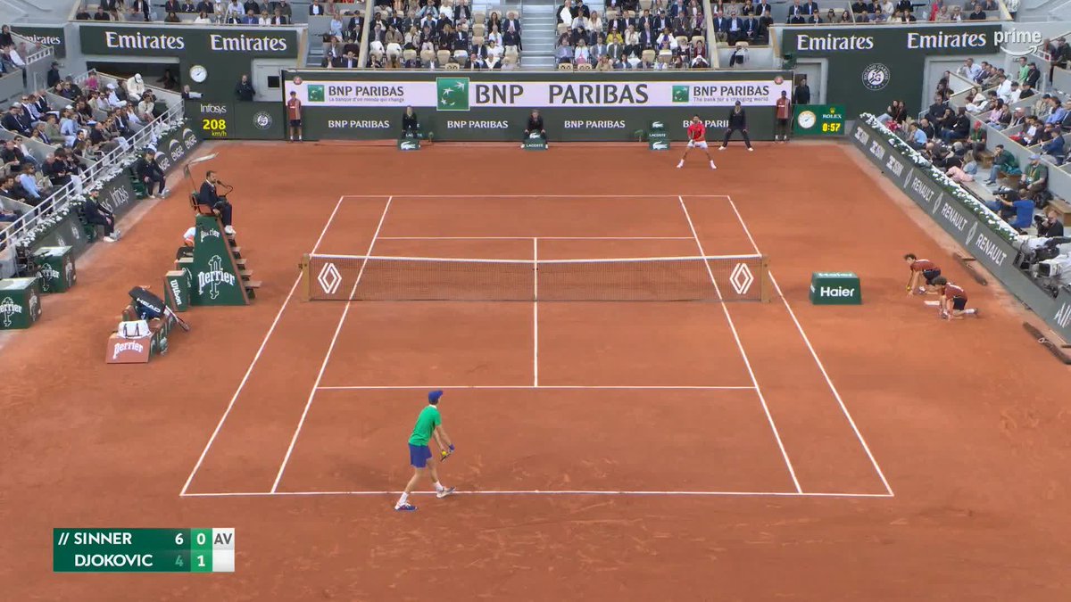 ÉNORME DJOKOVIC 🔥🇷🇸 QUEL POINT entre Novak Djokovic et Jannik Sinner. 🤩 #RolandGarros