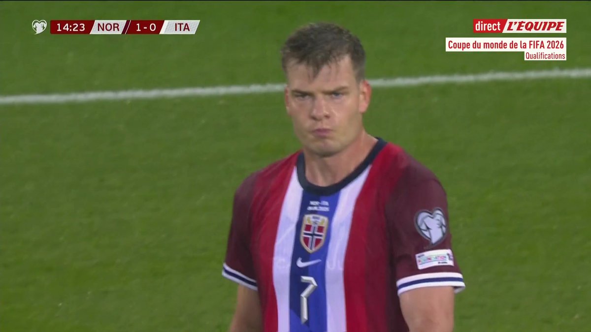 🚨 L'ouverture du score d'Alexander Sørloth 🇳🇴 face à l'Italie ! ⚽️ Le Norvège mène 1-0 face à l'Italie. 🇮🇹 ( 📽️ la chaine L'Équipe )