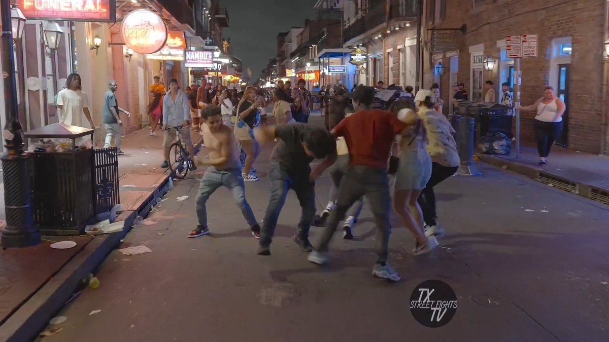 Brawl Breaks out on Bourbon Street New Orleans LA #bourbonstreet