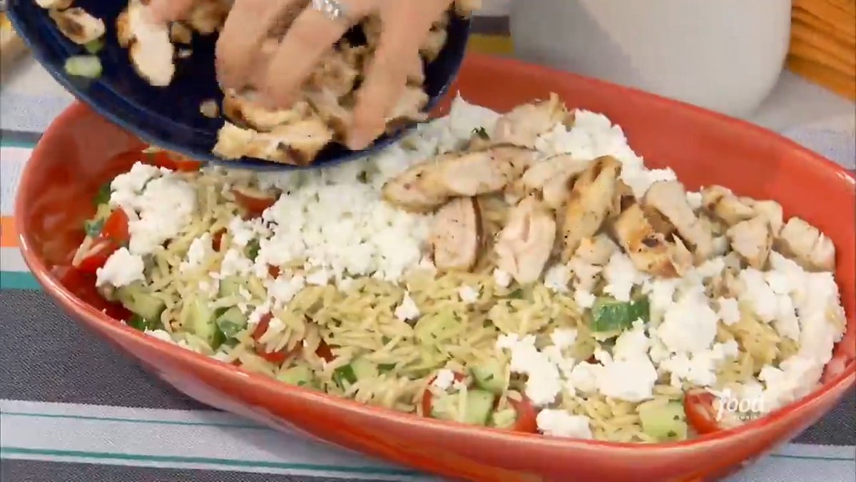 Garlic breadcrumbs are the showstopper in this Greek Chicken and Orzo Pasta Salad ✨ (We love you for this, @katieleekitchen!) Watch #TheKitchen, Saturdays at 11a|10c and Max! #StreamOnMax Get the recipe: