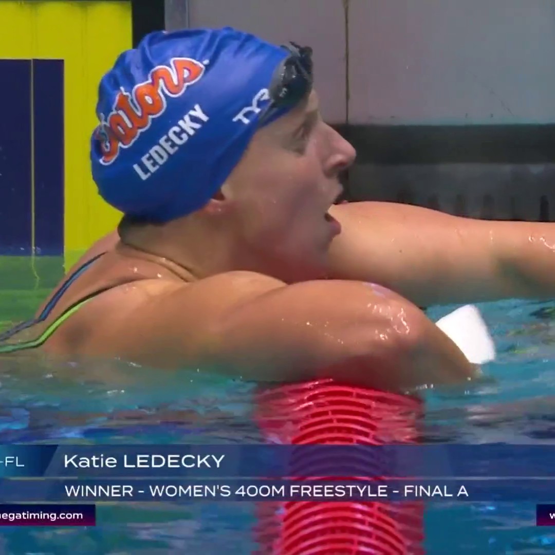 She made it look EASY. 🔥 Katie Ledecky with another national title, this time in the 400m freestyle. 📺 Peacock | #ToyotaNationals