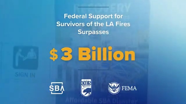 📢OVER $3 BILLION FOR SURVIVORS OF THE LA FIRES 📢 This aid comes from federal support to help homeowners, renters, and businesses recover from the #Eaton and #Palisades fires. FEMA @sbagov