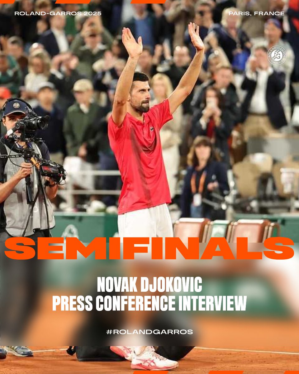 🎙️ "Jannik showed why he's No.1 in the world" Novak Djokovic congratulated Sinner on reaching the #RolandGarros final and expressed his gratitude to the crowd for their support tonight. 🎾👏