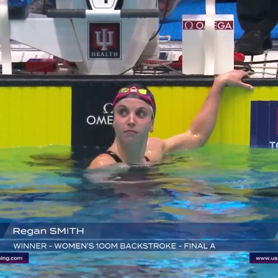 Regan Smith holds off Katharine Berkoff to take the national title in the women’s 100m backstroke. 💪 📺 Peacock | #ToyotaNationals