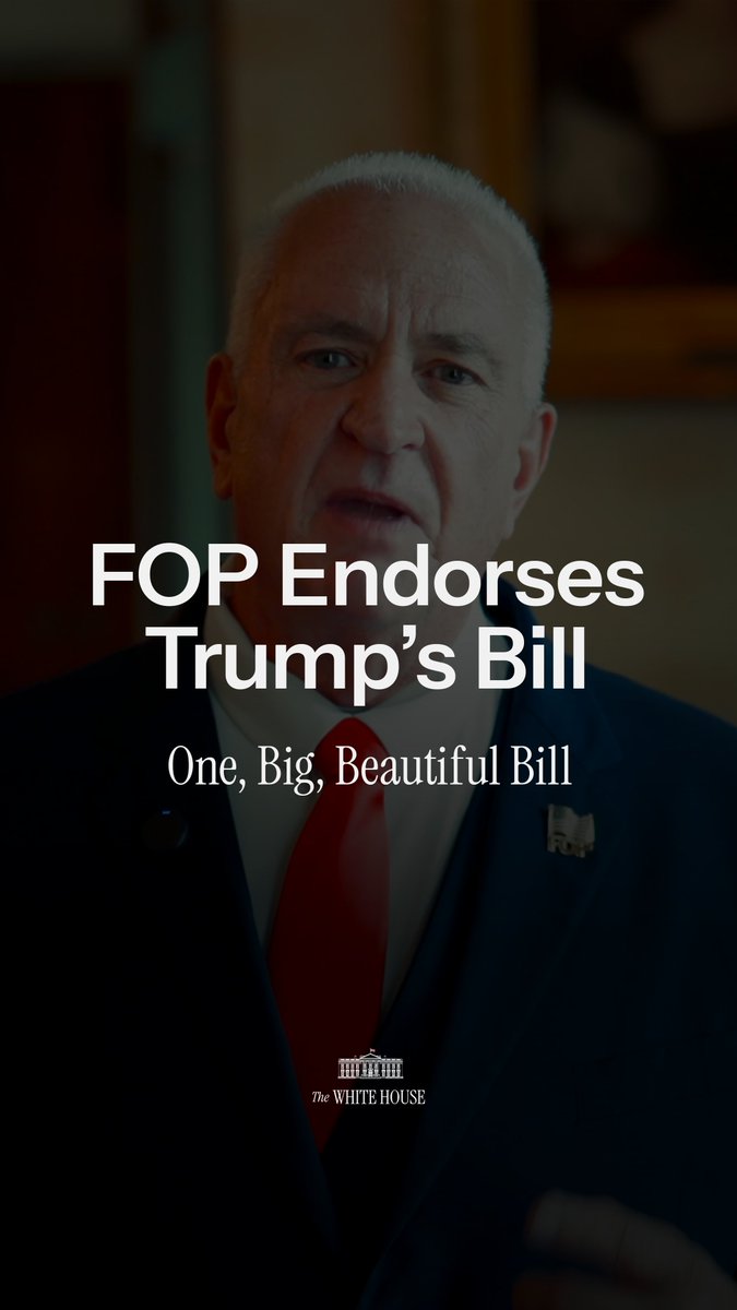 🇺🇸 The Fraternal Order of Police Endorses Trump's Bill “This Big, Beautiful Bill that includes No Tax on Overtime is critically important for not just our officers, not just our retirees, but those family members that are critically dependent upon that income as well." National Fraternal Order of Police (FOP)