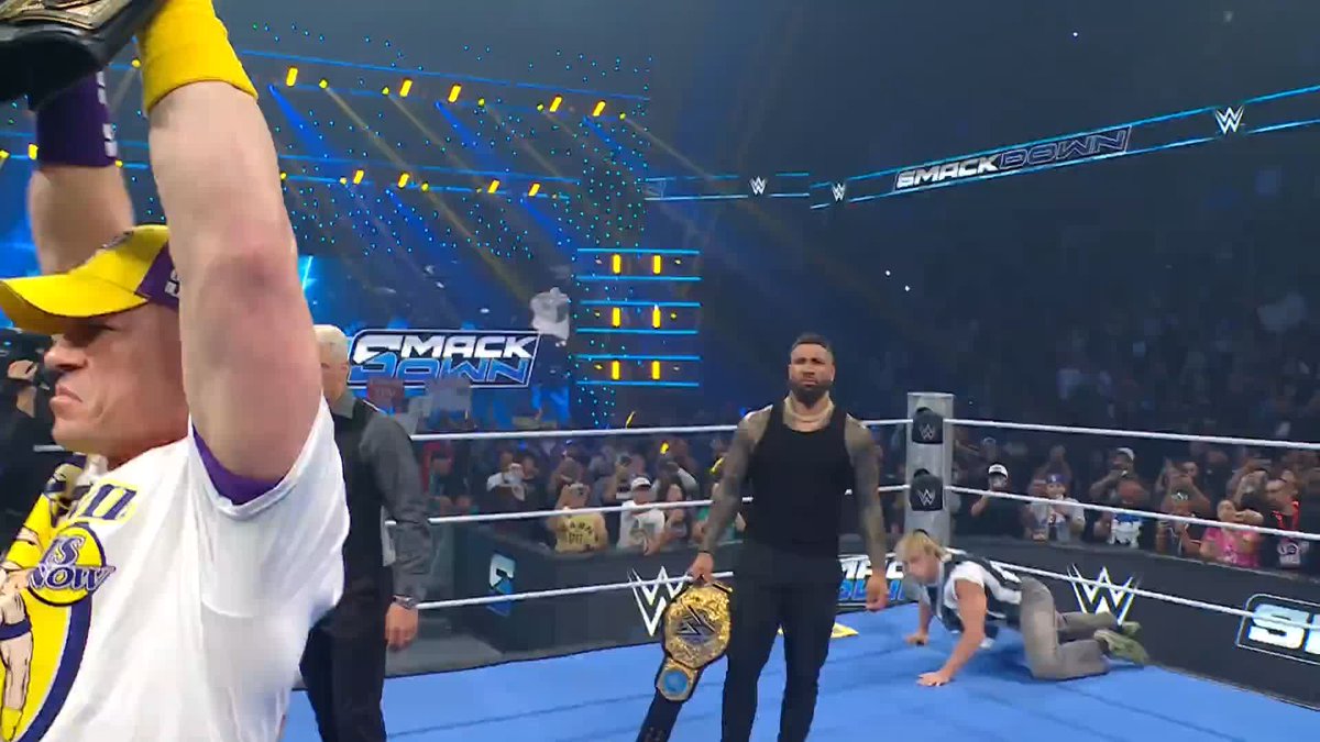 LOOK OUT, UCE! John Cena and Logan Paul just attacked Cody Rhodes and Jey Uso 😱 #SmackDown