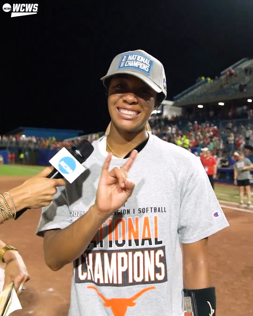 "I am so in love with the team... the team we created with the ups and downs that we've gone through this year." Kayden Henry is with Michella Chester as a National Champion for Texas Softball. #WCWS