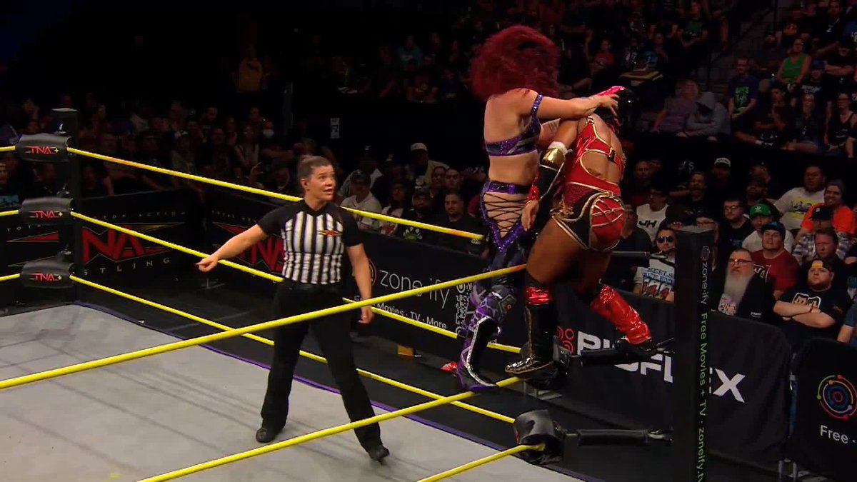 SOMEHOW 雷影 .李 (Léi Yǐng .Lee) survives a devastating Death Valley Driver off the top rope followed by a brutal knee strike! Watch #TNAAgainstAllOdds on TNA+: Get 1 month of TNA+ FREE with code ODDS25