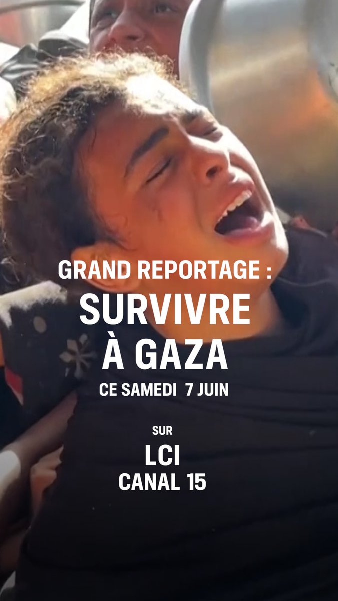 ⏰ À 21h ce samedi 7 juin sur LCI 📌 Désormais sur le canal 1️⃣5️⃣ ▶️ "Grand Reportage : survivre à Gaza" 🎥 Un documentaire exclusif et inédit signé Nicolas Laurent (Nicolas Laurent) &amp; Pierre Boivin cc Grégory Philipps 👇 Teaser