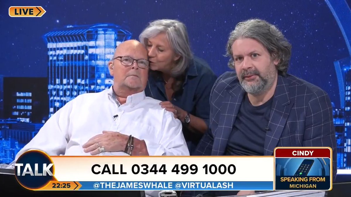 James Whale pays tribute to his wife Nadine for supporting him through his battle with stage four cancer. "She is an amazing woman." James Whale MBE. Ash