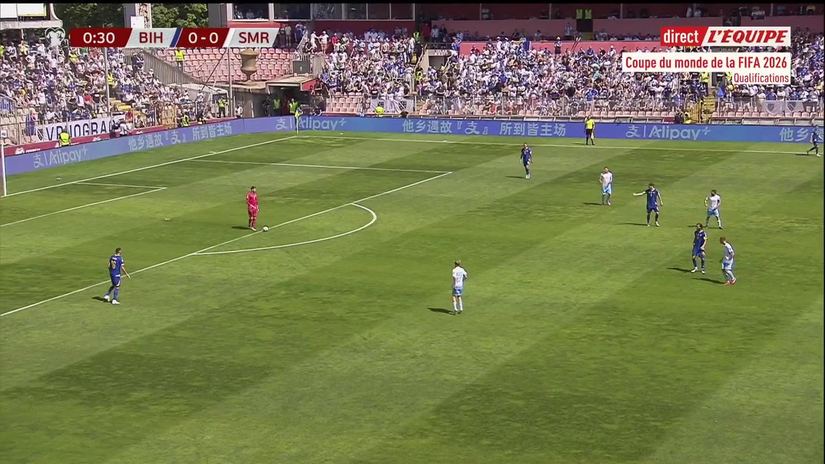 🇧🇦 - 🇸🇲 C’est parti pour ce match de qualifications pour la Coupe du monde 2026, entre la Bosnie-Herzégovine et Saint-Marin #lequipeFOOT Suivez le match en direct sur la chaine L’Equipe ➡️