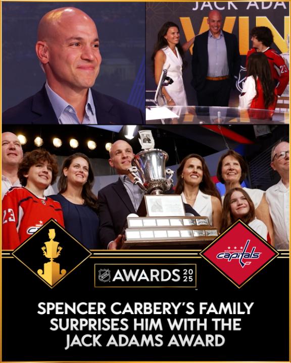 Spencer Carbery got quite the surprise from his family after winning the Jack Adams Award. 🥹 Watch the #NHLAwards on June 12 at 6p ET on NHLonTNT and Sportsnet before Game 4 of the #StanleyCup Final!
