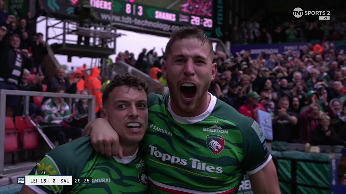 This slow-mo angle of that Radwan try 🤩 #GallagherPrem | #LEIvSAL