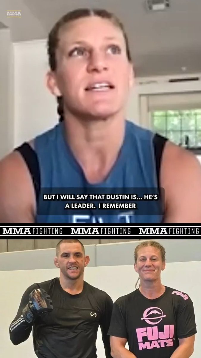 When Kayla Harrison was at her lowest, Dustin Poirier lifted her up: "I remember crying on the mat and him saying, ‘You’re right where you’re supposed to be, Kayla Harrison.' … it seems so small, but yeah, he was right. He is right.” (🎥: @mikeHeck_JR)