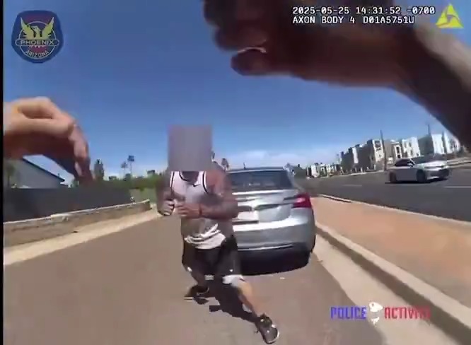 Phoenix police pulled over 46-year-old Sam Perone and he got out of his car before the officer approached the vehicle. Sam escalated the situation and they got into a physical fight. Whilst fighting, the officer's mag was dropped out of his handgun. When the officer drew his gun and fired it was a single shot gun. The shot struck Mr. Perone in the leg. Yet another example of why no guns should have "magazine disconnect safeties." #CityLife #phoenix #cops #ego #FAFO #crime #darwin #IQtest #BallisticsTest #learning #urban #police